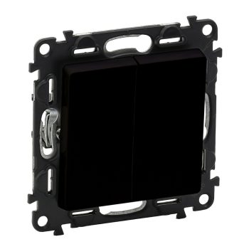   Legrand Valena Life 756318 kettős váltóérintkezős nyomó, fekete burkolattal keret nélkül, süllyesztett 6A 250V (Legrand 756318)