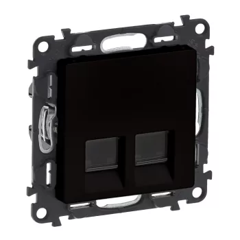   Legrand Valena Life 756354 Informatikai csatlakozóaljzat 2xRJ45 Cat. 5e FTP fekete burkolattal keret nélkül (Legrand 756354)