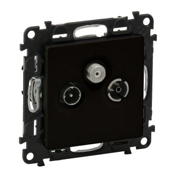   Legrand Valena Life 756365 átmenő TV-Rádió-SAT csatlakozóaljzat 14 dB, fekete burkolattal keret nélkül, süllyesztett (Legrand 756365)