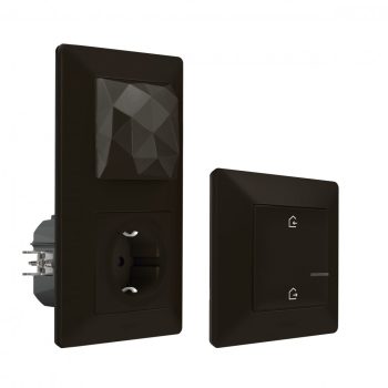   Legrand Netatmo / Valena Life 756396 Valena Life okos központi egység, süllyesztett, beépített háztartási aljzattal, megérkezés/távozás szcenárió kapcsolóval és díszítő keretekkel, fekete színű,