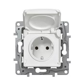   Legrand Niloé 764532 földelt csatlakozóaljzat (dugalj) gyermekvédelemmel csapófedéllel 2P+F fehér burkolattal keret nélkül, süllyesztett, 16A 250V (Legrand 764532 / 664532)