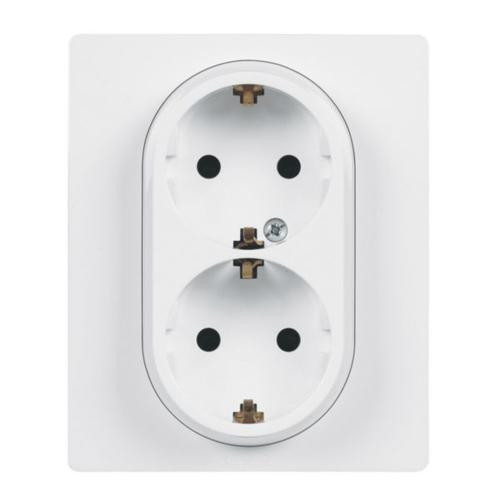 Legrand Niloé 764544 földelt csatlakozóaljzat (dugalj) gyermekvédelemmel 2x2P+F fehér burkolattal kerettel, süllyesztett, 16A 250V (Legrand 764544 / 664544)