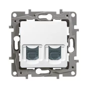   Legrand Niloé 764570 1xRJ11+1xRJ45 Cat5e UTP csatlakozóaljzat fehér burkolattal keret nélkül (Legrand 764570)
