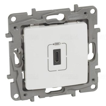   Legrand 764593 Niloé Töltőaljzat Egyes USB-C típusú csatlakozóval, 1,5A-5V-7,5 W, Fehér ( Legrand 764593 )