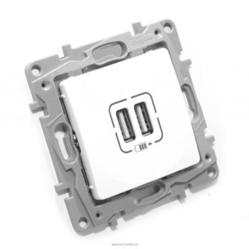   Legrand Niloé 764594 USB dupla töltőaljzat, (2400 mA 5V) fehér burkolattal, keret nélkül, süllyesztett (Legrand 764594)