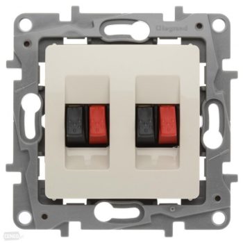   Legrand Niloé 764681 sztereó hangszóró-csatlakozóaljzat 2 db kivezetéssel (mono) bézs burkolattal, keret nélkül, süllyesztett (Legrand 764681)