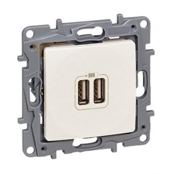   Legrand Niloé 764694 USB dupla töltőaljzat, (2400 mA 5V) bézs burkolattal, keret nélkül, süllyesztett (Legrand 764694)
