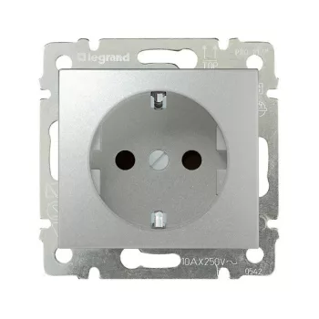 Legrand Valena 770120 földelt dugalj 2P+F, 16 A, IP20, alumínium, süllyesztett