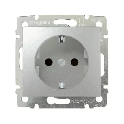 Legrand Valena 770120 földelt dugalj 2P+F, 16 A, IP20, alumínium, süllyesztett