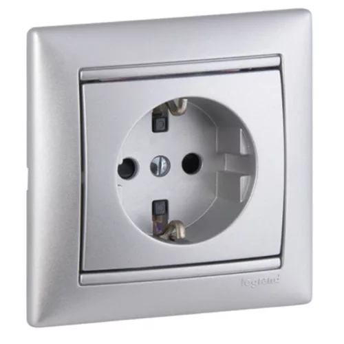 Legrand Valena 770121 földelt dugalj 2P+F, 16 A, IP21, alumínium, süllyesztett
