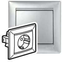 Legrand Valena 770123 földelt dugalj 2P+F, 16 A, IP20, alumínium, süllyesztett