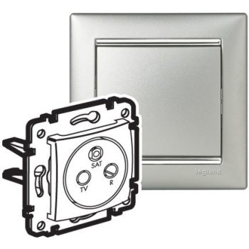   Legrand Valena 770136 végzáró TV-Rádió-SAT csatlakozóaljzat 10 dB, aluminium burkolattal. keret nélkül, süllyesztett (Legrand 770136)