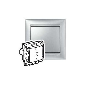   Legrand Valena 770203 váltókapcsoló (106), aluminium burkolattal keret nélkül, süllyesztett, jelzőfénnyel 10A 250V (Legrand 770203)