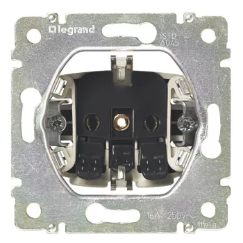   Legrand Valena 770211 földelt csatlakozóaljzat (dugalj) gyermekvédelemmel 2P+F aluminium burkolattal keret nélkül, süllyesztett, 16A 250V (Legrand 770211)