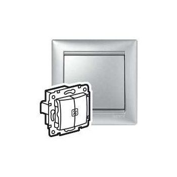   Legrand Valena 770212 dupla váltóérintkezős kapcsoló (106+6), aluminium burkolattal keret nélkül, süllyesztett, jelzőfénnyel 10A 250V (Legrand 770212)