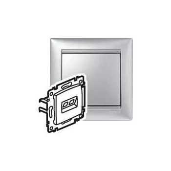   Legrand Valena 770233 Informatikai csatlakozóaljzat 2xRJ45 Cat6 FTP aluminium burkolattal keret nélkül (Legrand 770233)
