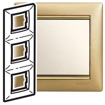   Legrand Valena 770307 3-as matt arany keret függőleges elhelyezéssel (Legrand 770307) NEM RENDELHETŐ, HELYETTE 770303 !!!