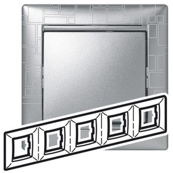   Legrand Valena 770345 5-ös aluminium keret függőleges és vízszintes elhelyezéssel (Legrand 770345)