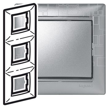   Legrand Valena 770347 3-as aluminium keret függőleges elhelyezéssel (Legrand 770347) NEM RENDELHETŐ, HELYETTE 770353 !!!