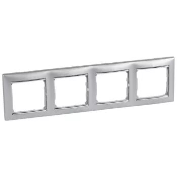   Legrand Valena 770354 4-es aluminium / ezüst keret vízszintes elhelyezéssel (Legrand 770354)