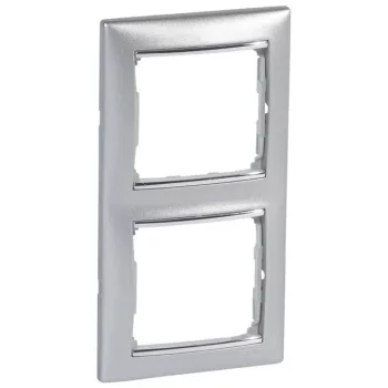   Legrand Valena 770356 2-es aluminium / ezüst keret függőleges elhelyezéssel (Legrand 770356) NEM RENDELHETŐ, HELYETTE 770352 !!!