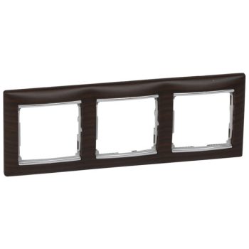   Legrand Valena 770373 3-as wenge dekor / ezüst keret vízszintes elhelyezéssel (Legrand 770373)