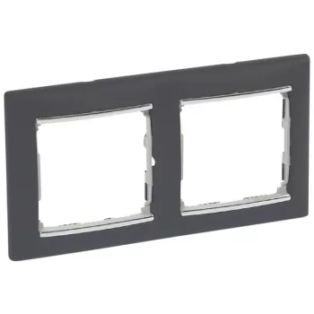   Legrand Valena 770396 2-es fekete / ezüst keret függőleges elhelyezéssel (Legrand 770396) NEM RENDELHETŐ, HELYETTE 770392 !!!