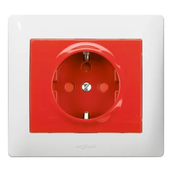   Legrand 771029 Galea Life 2P+F aljzat reteszelt, piros betéttel ( Legrand 771029 )