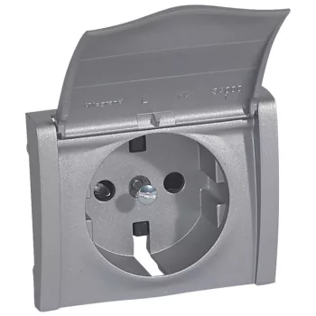   Legrand 771322 Galea Life 2P+F burkolat csapófedéllel, alumínium ( Legrand 771322 )