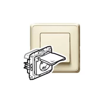   Legrand 773745 Cariva IP44 2P+F aljzat csapófedéllel, keret nélkül, bézs ( Legrand 773745 )