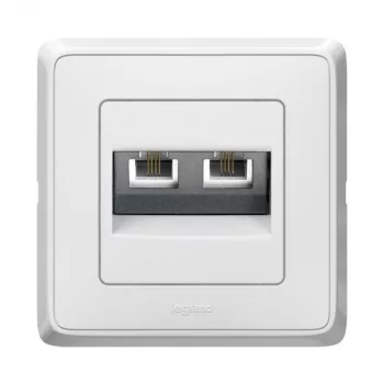   Legrand 773839 Cariva 2xRJ11 telefon-csatlakozóaljzat kerettel, fehér ( Legrand 773839 )