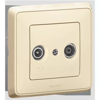   Legrand 773932 Cariva TV-RD antenna-csatlakozóaljzat végzáró, 1dB, kerettel, bézs ( Legrand 773932 )