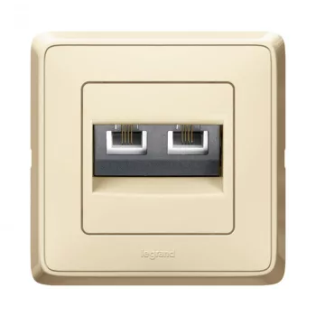   Legrand 773939 Cariva telefon-csatlakozóaljzat 2xRJ11, kerettel, bézs ( Legrand 773939 )