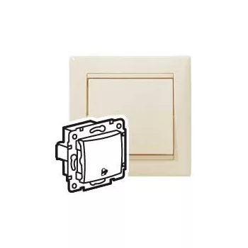 Legrand Valena 774116 egypólusú nyomó (N101), 10 A, IP31, elefántcsont, süllyesztett