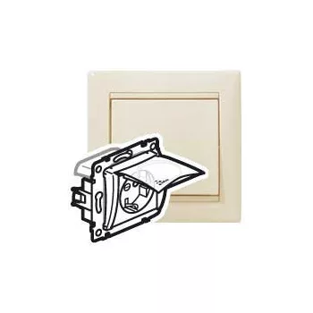   Legrand 774120 Valena IP44 2P+F csatlakozóaljzat csapófedéllel, elefántcsont ( Legrand 774120 )