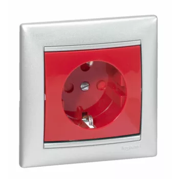   Legrand Valena 774327 földelt csatlakozóaljzat (dugalj) 2P+F piros burkolattal keret nélkül, süllyesztett, 16A 250V (Legrand 774327)