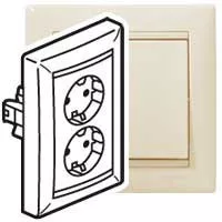 Legrand Valena 774370 kettős dugalj 2x2P+F, 16 A, IP20, elefántcsont, süllyesztett