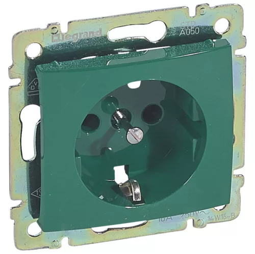 Legrand Valena 774372 földelt dugalj 2P+F, 16 A, IP20, zöld, süllyesztett