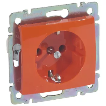   Legrand Valena 774373 földelt csatlakozóaljzat (dugalj) 2P+F narancssárga burkolattal keret nélkül, süllyesztett, 16A 250V (Legrand 774373)