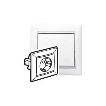   Legrand Valena 774423 földelt csatlakozóaljzat (dugalj) egybeépített burkolattal, kerettel 2P+F fehér, süllyesztett, 16A 250V (Legrand 774423)