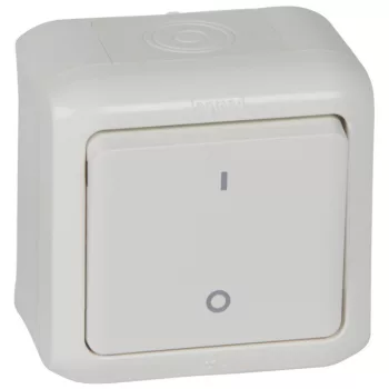 Legrand Forix 782366 kétpólusú kapcsoló (102), 10 A, IP44, fehér, falon kívüli