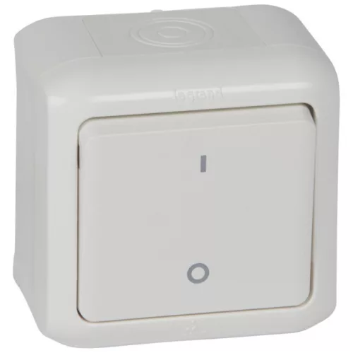 Legrand Forix 782366 kétpólusú kapcsoló (102), 10 A, IP44, fehér, falon kívüli