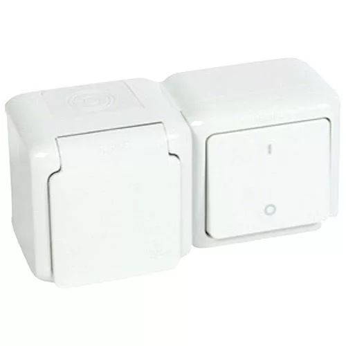 Legrand Forix 782372 dugalj + kapcsoló (102), 16 A, IP44, fehér, falon kívüli