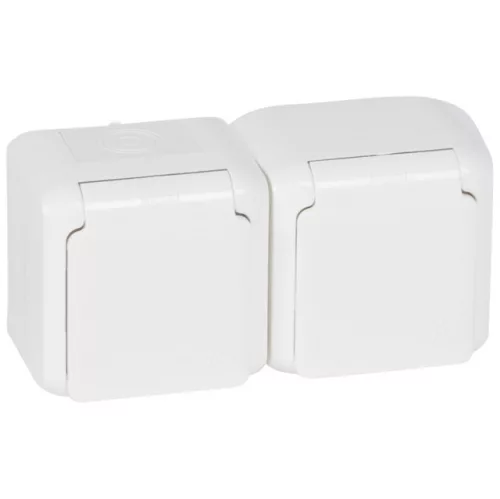 Legrand Forix 782374 kettős dugalj 2x2P+F, 16 A, IP44, fehér, falon kívüli