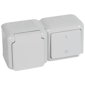 Legrand Forix 782392 dugalj + kapcsoló (102), 16 A, IP44, szürke, falon kívüli