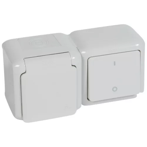Legrand Forix 782392 dugalj + kapcsoló (102), 16 A, IP44, szürke, falon kívüli