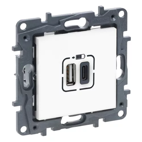 Legrand Niloé Step 863140 USB töltőaljzat, 3 A, IP20, fehér, süllyesztett