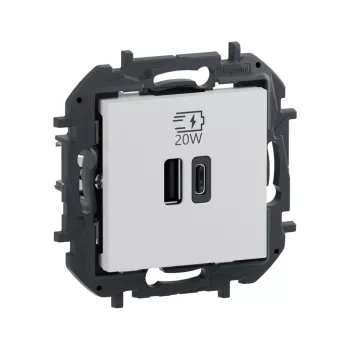 Legrand Niloé Step 863154B dupla USB-A+C Power delivery töltőaljzat, maximum 20 W