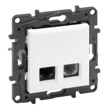   Legrand Niloé Step 863156 RJ45 Cat.6 UTP + 1xRJ11 aljzat, fehér (Legrand 863156 / 863156B)