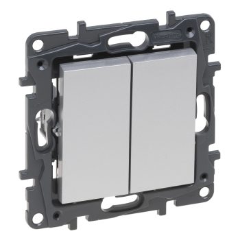   Legrand Niloé Step 863308 kettős váltókapcsoló, 10AX, alumínium (Legrand 863308 / 863308B)